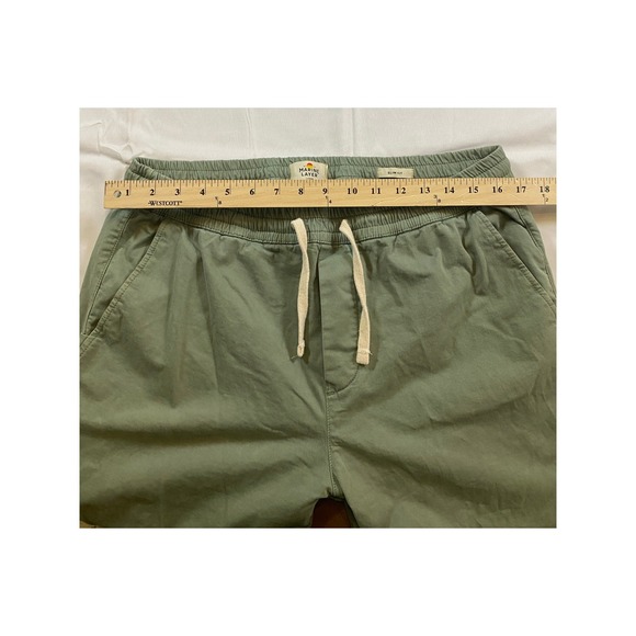 Marine Layer Mens Saturday Slim Fit Pants Olive Green Elastic Waist Large - Picture 4 of 15